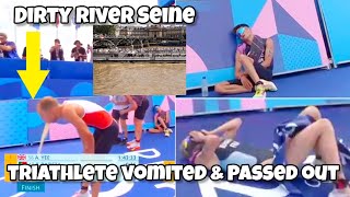 Triathlon Athletes Vomits amp Passed at Finish line After Swimming in Dirty River Seine in Olympics [upl. by Ayanal]