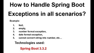 How to Handle Spring Boot Exceptions in all scenarios Spring boot Microservices Java Restfull [upl. by Justis585]