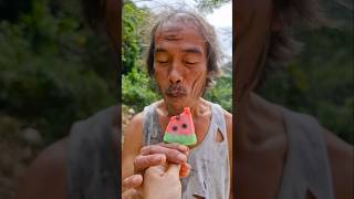 Kind grandpa eats watermelon ice cream 🍧 watermelon ice cream 🍓 beautiful shorts [upl. by Tristram]