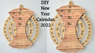 DIY New Year Calendar 2022  Calendar craft idea  Calendar making with Cardboard  Desktop Calendar [upl. by Bonneau]