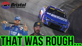 Kyle Larson dominates Bristol Night Race Martin Truex Jr eliminated after penalty Round of 12 set [upl. by Solokin]