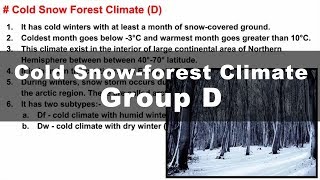 Koppen Scheme  Cold Snow Forest Climate D  UPSC IAS Geography [upl. by Piers]