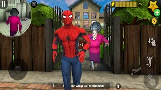 Scary Teacher 3D  New Funny Prank  Spiderman Enter in Miss T House AndroidiOS [upl. by Enohpesrep932]