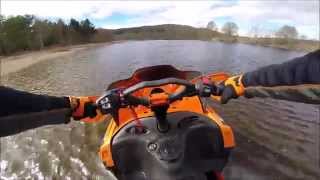 Snowmobile water skipping in the river 17km  1059Miles [upl. by Yenaffit]