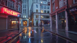 London Rain Walk in DESERTED West End Soho amp Marylebone Streets  Saturday Morning City Ambience [upl. by Enimaj]