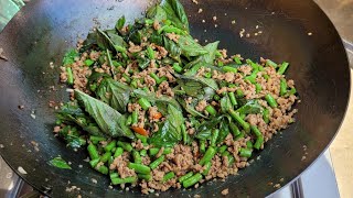 Pad Kra Pao Thai pork Basil stirfry [upl. by Rudman122]