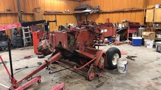 Hesston 4590 Small Baler rebuild part 1 [upl. by Lustig406]