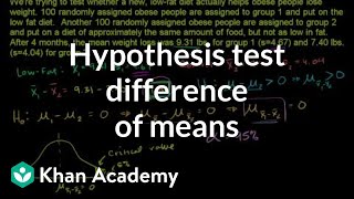 Hypothesis test for difference of means  Probability and Statistics  Khan Academy [upl. by Snider413]