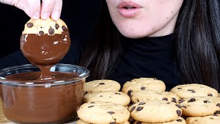 ASMR Dipping Chocolate Chip Cookies in Melted Chocolate No Talking [upl. by Ahsakal]