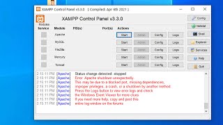 XAMPP Error Apache shutdown unexpectedly Fix [upl. by Arahc]