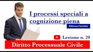 Procedura civile lezione n29 I processi speciali a cognizione piena [upl. by Lika]