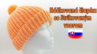 Háčkovaná čiapka so štrikovaným vzorom a brmbolcom [upl. by Bushore]