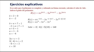 Si se sabe que el polinomio es completo y ordenado en forma creciente calcular el valor de 2abc In [upl. by Olson]