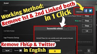 Remove FacebookTwitter or Any Social Links with 1 Click  How to Remove 1st amp 2nd from Pubg Account [upl. by Abbate]