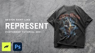 How To Design Shirts Like REPRESENT  Photoshop Streetwear Tutorial FREE DOWNLOAD 2021 [upl. by Animsaj61]