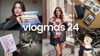 VLOGMAS 24 könyvajánló last minute ajándék és szánkózás a családdal [upl. by Terina]