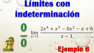 Límites con indeterminación 00  Límites por factorización  División Sintética  Ejemplo 6 [upl. by Ardnovahs563]