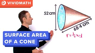 Surface Area of a Cone  VividMathcom [upl. by Lauber]