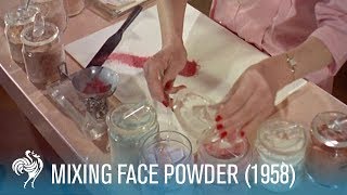 Mixing Face Powder Retro Cosmetics 1958  British Pathé [upl. by Sackville781]