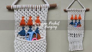 Simple Macrame Pocket Wall Hanging  Tutorial Step by Step [upl. by Htiekel]