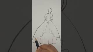 Sketch of a girl backside with a designer gown girl drawing shorts shorts feed youtube shorts [upl. by Akcirederf944]