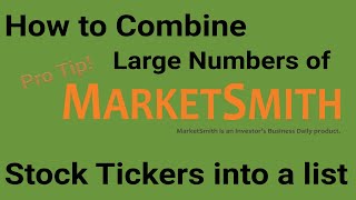 MarketSmith How to Combine large numbers of stock tickers into a single list [upl. by Yrogerg657]