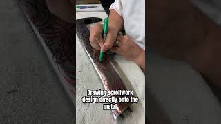 Drawing scrollwork directly onto the metal godfirst engraving art artist lugo drawing [upl. by Attegroeg]