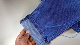 ✅ Shortening your jeans without cuttingshorten a jeans by using hand needle14 [upl. by Zack]