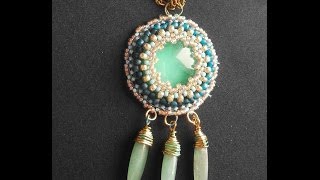 Beaded cabochon pendant  WalkthroughTutorial quotPeachyMint quot [upl. by Akapol]