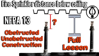 NFPA 13 obstructed unobstructed construction Fire sprinkler distance below ceiling [upl. by Alcot828]