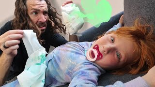 ADLEY turns into A BABY Morning routine Mix Up with Magic Cereal Dad Day Care to the rescue [upl. by Oirogerg]