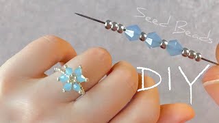 DIY flower earrings beaded seed bead floral earrings tutorial for beginners [upl. by Whitby]