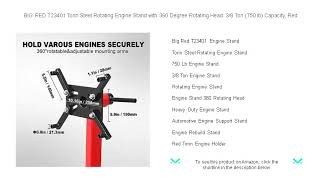 BIG RED T23401 Torin Steel Rotating Engine Stand with 360 Degree Rotating Head 38 Ton 750 lb Cap [upl. by Ahslek]