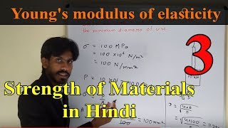 Hookes law and Youngs modulus of elasticity  Strength of Materials in Hindi lecture 3 [upl. by Ajim]