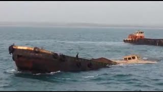 Vessel Barge Sinking due to overload Rare Footage [upl. by Aileno]