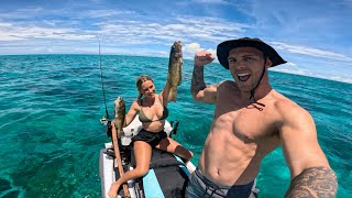 Teaching my girlfriend to spearfish CORAL TROUT CATCH AND COOK 🤿 🐠 🔫 [upl. by Eylk]