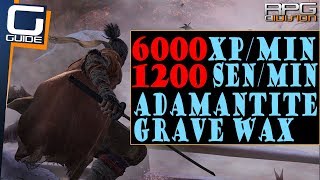 SEKIRO  Best End Game Farm Method 6000 XPMin 12k SenMin Grave Wax Adamantite Scraps [upl. by Schlenger]