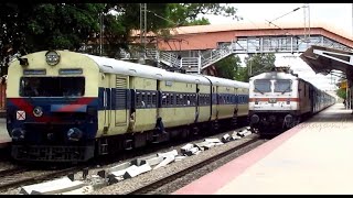 Golden Chariot watches WAP7 amp WAG7 skip Whitefield  Indian Railways [upl. by Winter]