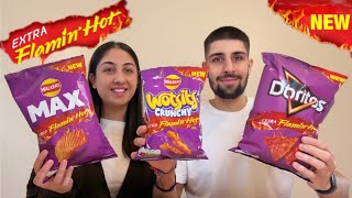 NEW WALKERS FLAMIN HOT CRISPS REVIEW DORITOS WOTSITS AND MAX [upl. by Tannie468]