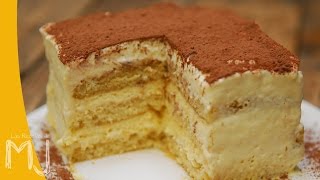 TIRAMISÚ FÁCIL Y RÁPIDO  Con bizcocho genovés y amaretto [upl. by Etna]