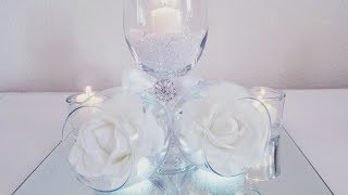 DIY  TILTED WINE GLASS CENTERPIECE  INEXPENSIVE FOR THOSE ON A BUDGET 2018 [upl. by Marlin]