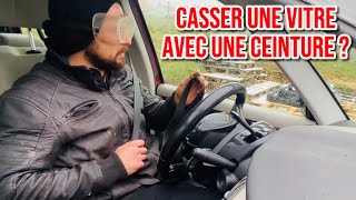 CASSER UNE VITRE DE VOITURE DE L’INTÉRIEUR AVEC UNE CEINTURE VRAI OU FAKE [upl. by Aerdnaz]