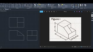 AutoCAD  Multiview Drawing Of Isometric Figure 1 [upl. by Ahgiela581]