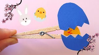 Diy  Tutorial  Idea lavoretto di Pasqua per bambini  Molletta pulcino [upl. by Sandon]