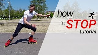 How to stop on inline skates  rollerblades  3 stops for beginners tutorial [upl. by Portuna]