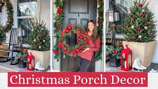 CHRISTMAS 2022 DECORATE WITH ME Part 4  Christmas Porch Christmas Entryway  Christmas DIY Wreath [upl. by Eugenio]