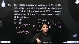 The vapour pressure of acetone at 20ampdegC is 185 torr When 12 g of a nonvolatile substance w [upl. by Grishilde]