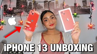 iPHONE 13 RED UNBOXING  FIRST IMPRESSIONS [upl. by Goggin708]