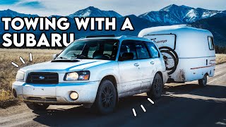 TOWING w a SUBARU  FullTime 13ft Scamp Trailer [upl. by Padraig558]