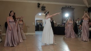 Bride SURPRISES Groom With Choreographed Dance At Their Wedding  Villa De Amore CA [upl. by Aldercy]